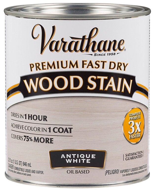 Varathane Premium Fast Dry Wood Stain (Варатан)Морилка/Быстросохнущее масло для дерева. Цвет 297410 Античный белый Вес: 0.946