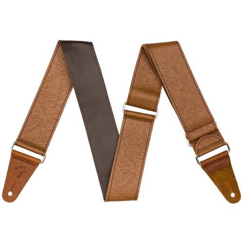 фото Fender tooled leather guitar strap 2' brown гитарный ремень 2", кожа, цвет коричневый