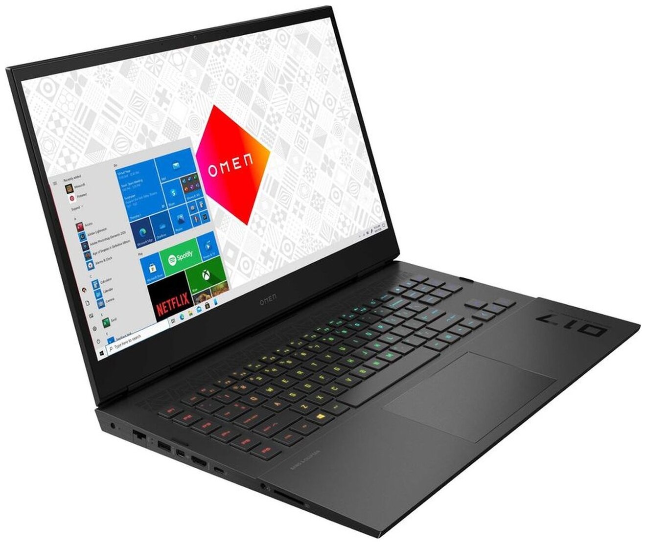 173 Ноутбук HP OMEN 17-ck0045ur 2560x1440 Intel Core i7 11800H 23 ГГц RAM 16 ГБ DDR4 SSD 1 ТБ NVIDIA GeForce RTX 3080 Windows 11 Home 4E1C7EA черный