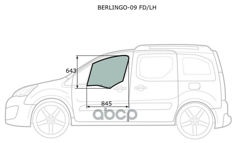 Стекло Переднее Левое Опускное Citroen Berlingo/Peugeot Partner 08- XYG арт. BERLINGO-09 FD/LH