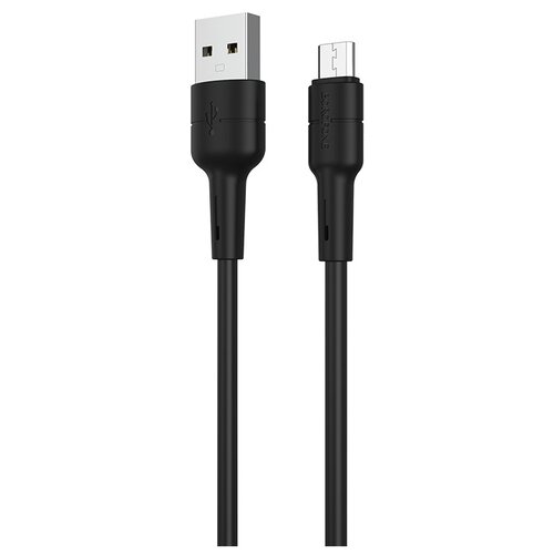 Кабель Borofone BX30 Silicone USB - microUSB, 1 шт., черный, 1 м