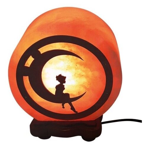 Солевая лампа / соляная лампа URM Круг-5 с деревянной картиной Мальчик на луне SLL-12500 (2,4кг)