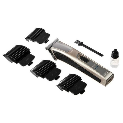 Машинка для стрижки HTC АТ-128 АКБ 4 насадки 36912 мм золотистая 269000₽