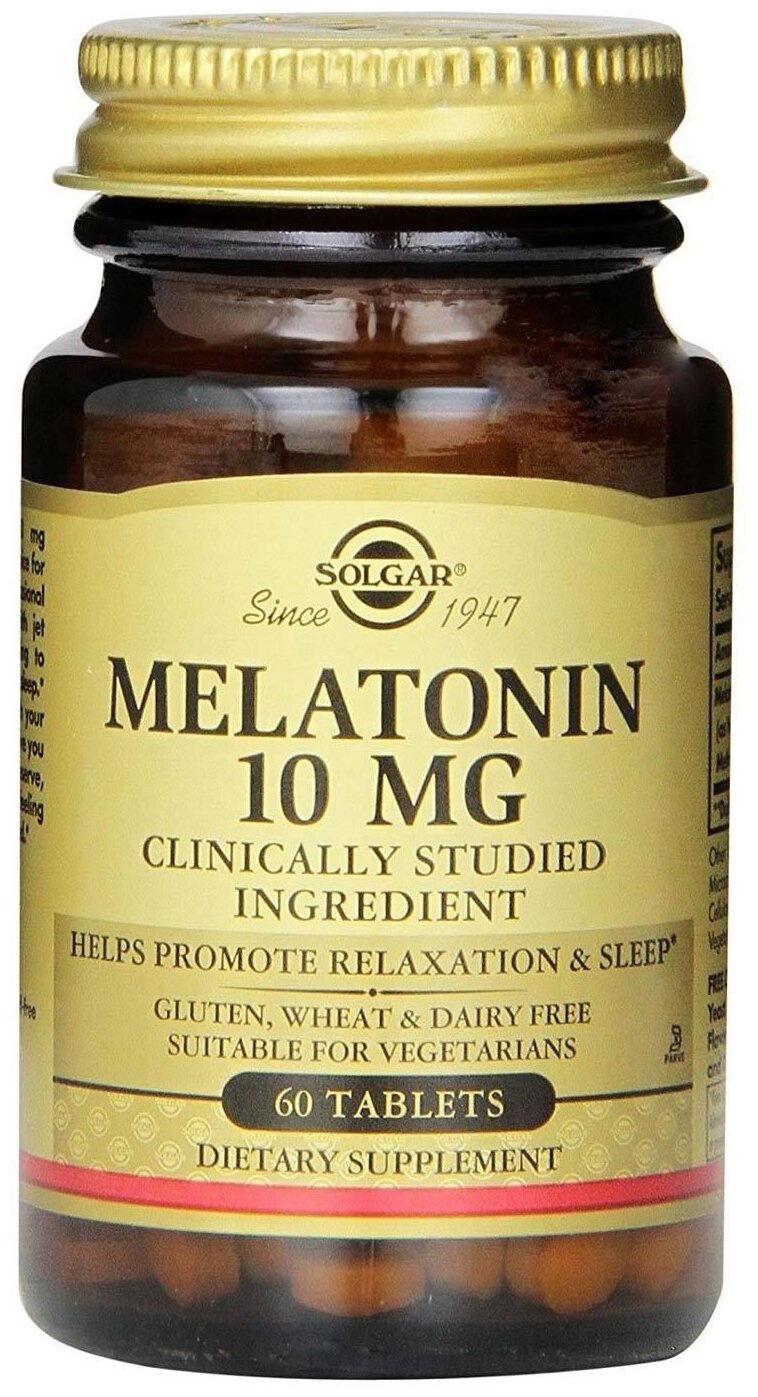 Таблетки SOLGAR Melatonin 10 мг, 100 г, 10 мг, 60 шт.