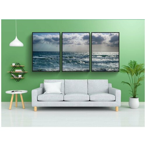 фото Набор модулных постеров для интерьера "пейзаж, море, дорогой" 60x90 см. в тубусе, без рамки lotsprints