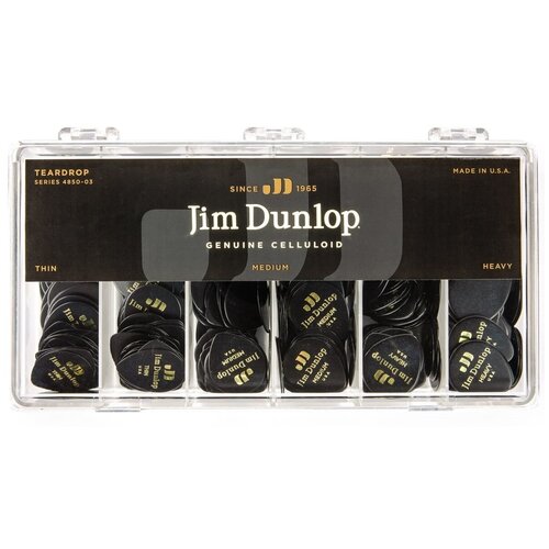 Коробка с медиаторами 432 шт. Dunlop 485003 Celluloid Black Teardrop Display