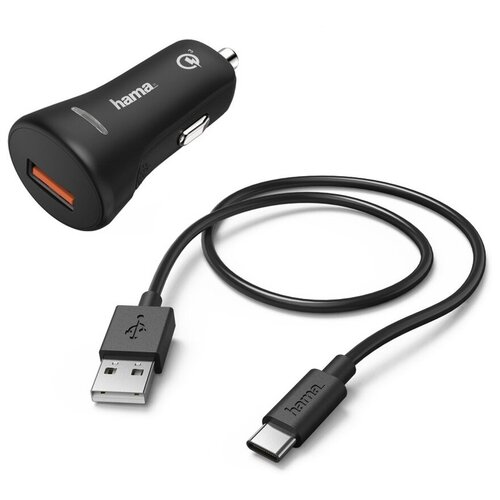 Комплект зар. устр. Hama H-183231 3A QC универсальное кабель USB Type C черный 00183231 автомобильное зарядное устройство для прикуривателя usb
