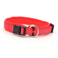 Ошейник для собак Petsy, легкий с неопреновой подкладкой, светоотражающий (красный) L
