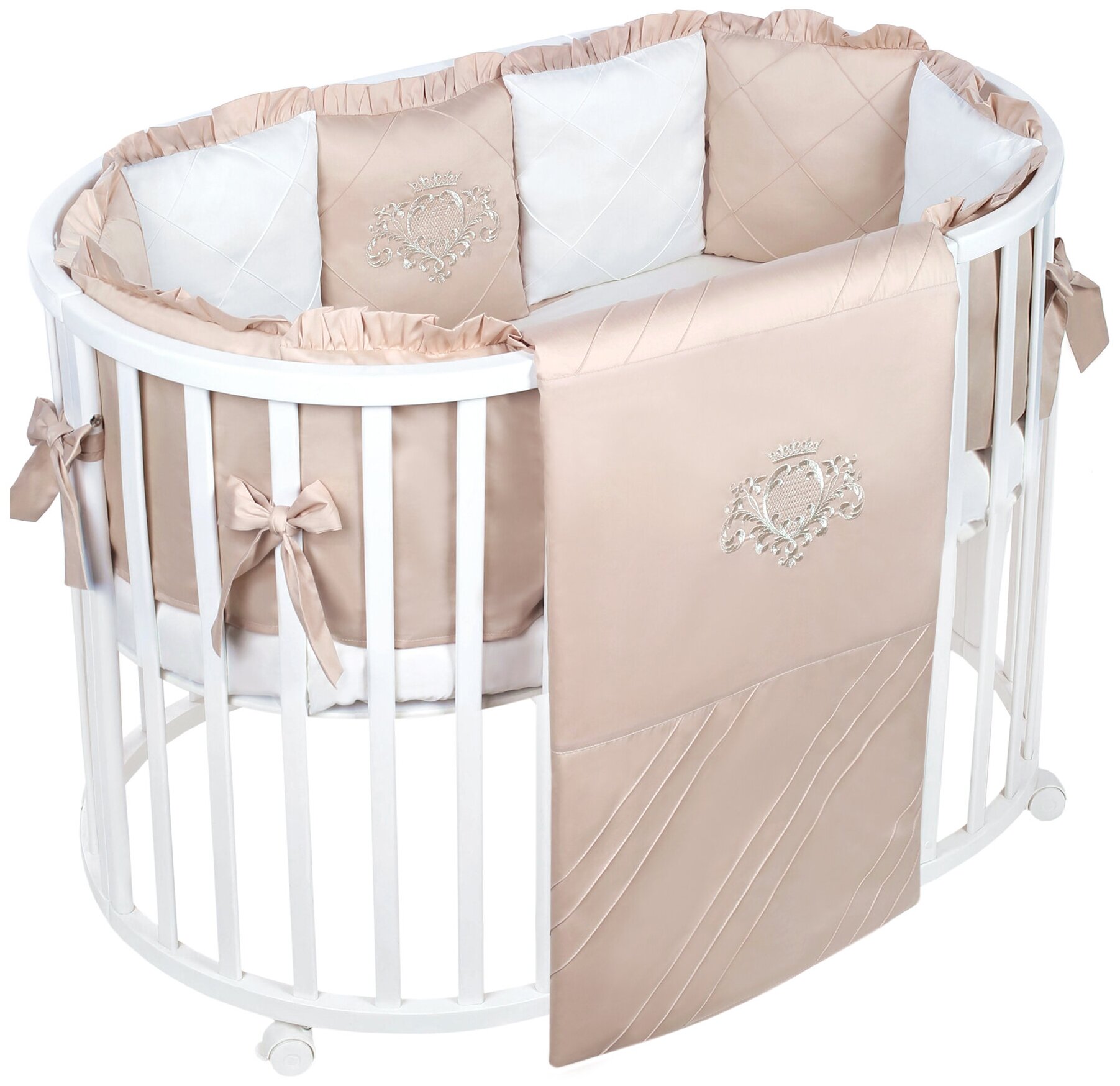 Комплект постельного белья в кроватку с бортиками для новорожденных PATRINO сатин люкс 100% хлопок