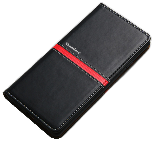 Чехол-книжка MyPads для Samsung Galaxy A01 SM-A015F (2020) водоотталкивающий с мульти-подставкой на жесткой металлической основе черный с красной.