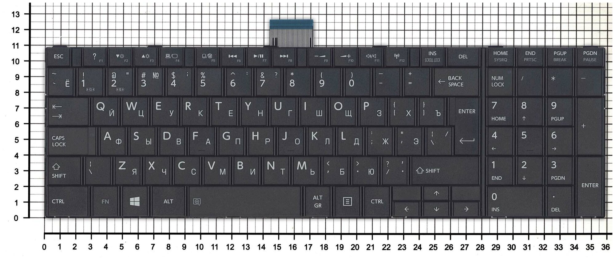 Клавиатура для ноутбука Toshiba Satellite C50 черная матовая