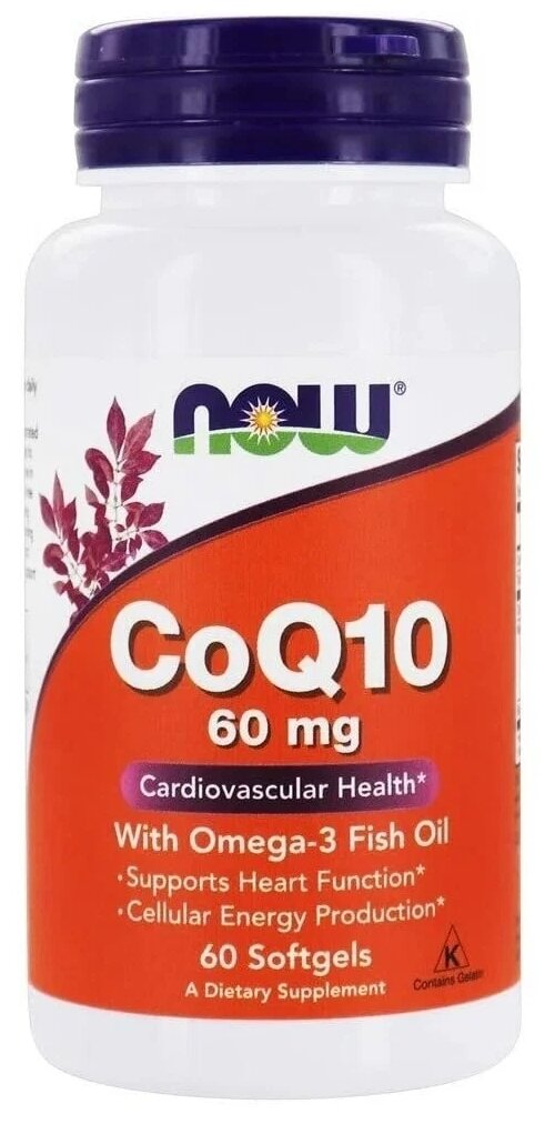 CoQ10 with Omega-3 Fish Oil 60 мг, 60 мг, 110 г, 60 шт.