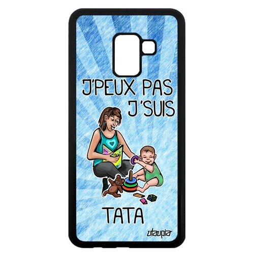 фото Яркий чехол на телефон // samsung galaxy a8 2018 // "не могу - стала тетей!" прикольный рисунок, utaupia, голубой