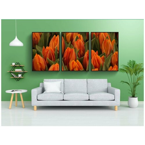 фото Набор модулных постеров для интерьера "тюльпаны, тюльпан, цветы" 60x90 см. в тубусе, без рамки lotsprints
