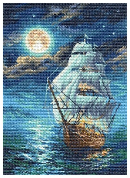 Ночной морской пейзаж Рисунок на канве 37/49 37х49 (28х39) Матренин Посад 1683 37х49 (28х39) Матренин Посад 1683 - фотография № 2