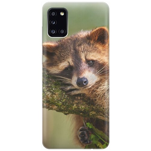 фото Ультратонкий силиконовый чехол-накладка для samsung galaxy a31 с принтом "задумчивый енот" gosso