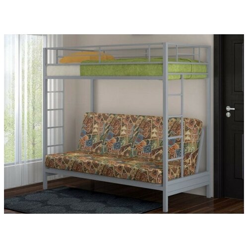 Двухъярусная кровать с диваном Мадлен серая