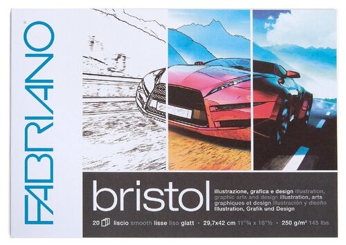 Альбом для зарисовок Fabriano Bristol 240г/м. кв 29,7x42см Гладкая 20 листов склейка по 1 стороне