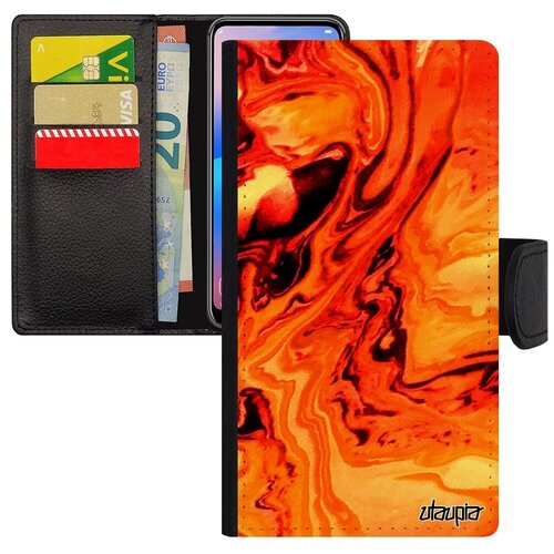 фото Противоударный чехол-книжка для телефона // apple iphone 7 plus // "волны" море абстрактный, utaupia, оранжевый