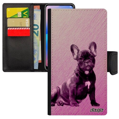 фото Красивый чехол книжка на телефон // iphone 8 plus // "бульдог" собака компаньон, utaupia, розовый