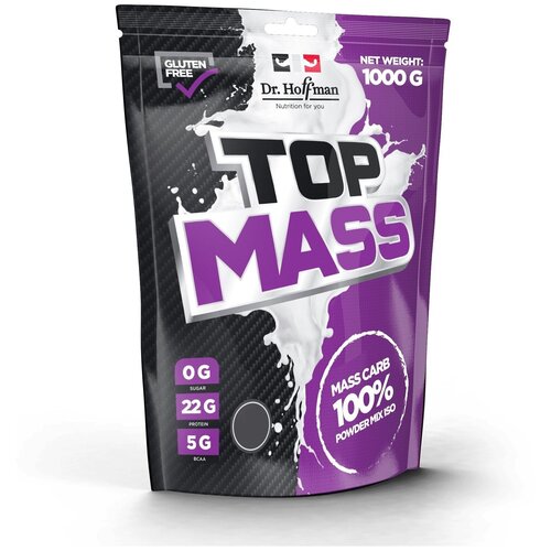 Гейнер Dr. Hoffman Top Mass, 1000 г, черника гейнер высококалорийный для набора массы top mass дыня