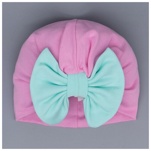 Шапка (чалма) для девочки, цвет розовый, размер 47-50 (1,5-3 лет)