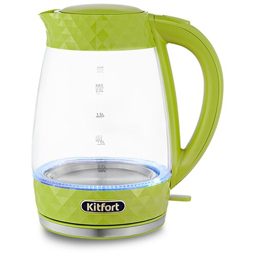 Чайник Kitfort KT-6123, салатовый чайник электрический kitfort kt 6123 2 стекло 2 л 2200 вт салатовый