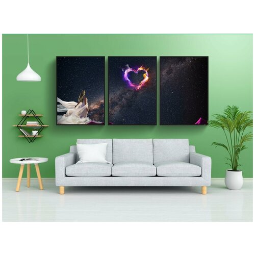 фото Набор модулных постеров для интерьера "женщина, сердце, любовь" 60x90 см. в тубусе, без рамки lotsprints