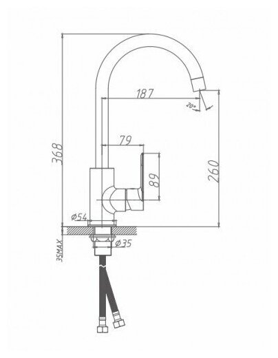 Смеситель для кухни 35к HB71505 HAIBA боковая б/отв п/гайку - фотография № 5