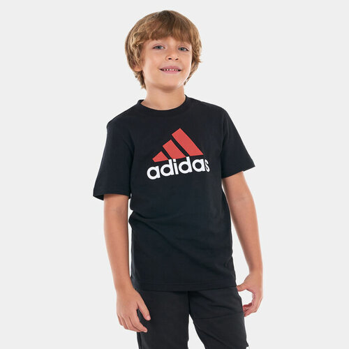 Футболка спортивная adidas, размер 7-8 лет, черный, белый