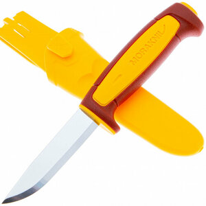 Нож туристический Morakniv Basic 511 лимитированный 2023 углеродистая сталь, пласт. ручка (красная) желтая вставка, 14146