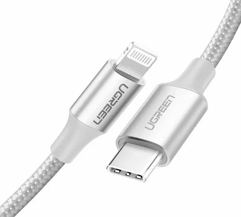 Кабель UGREEN US304 (70523) USB-C to Lightning M/M Cable Aluminum Shell Braided - 1 метр