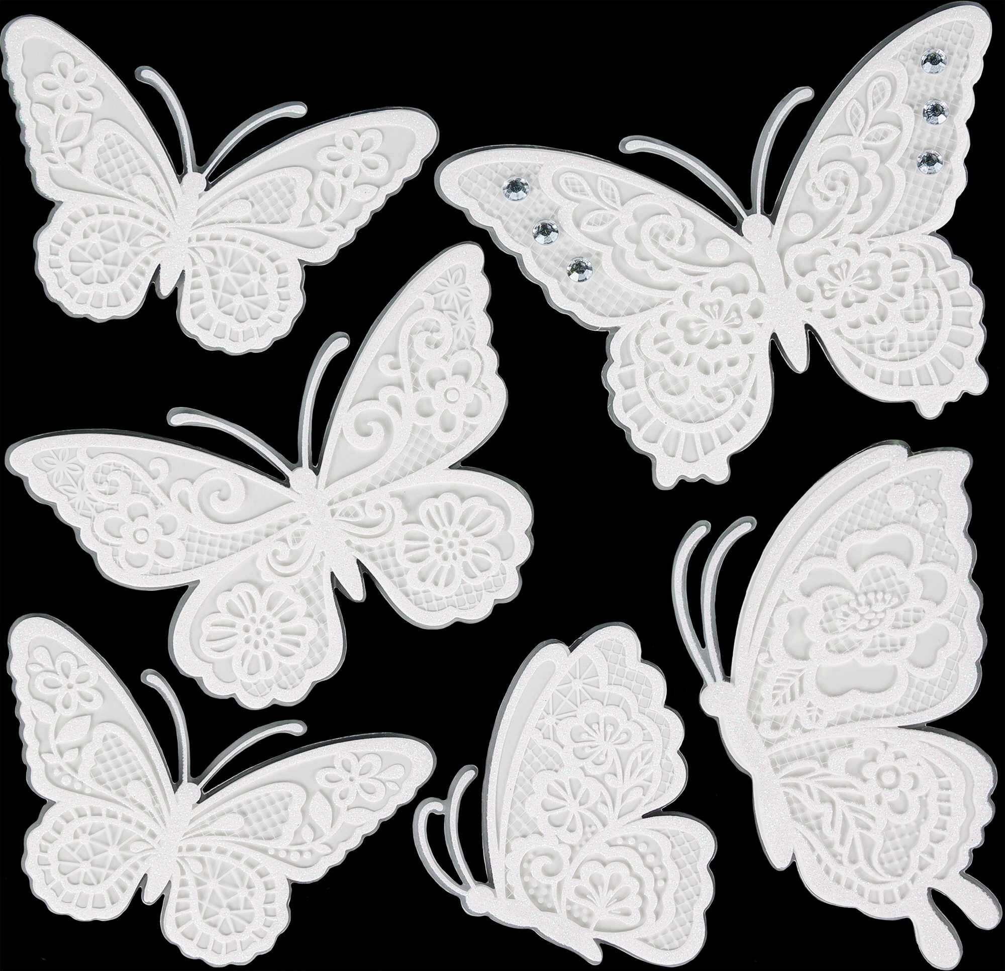 Наклейка 3D Белые бабочки СВА 1402