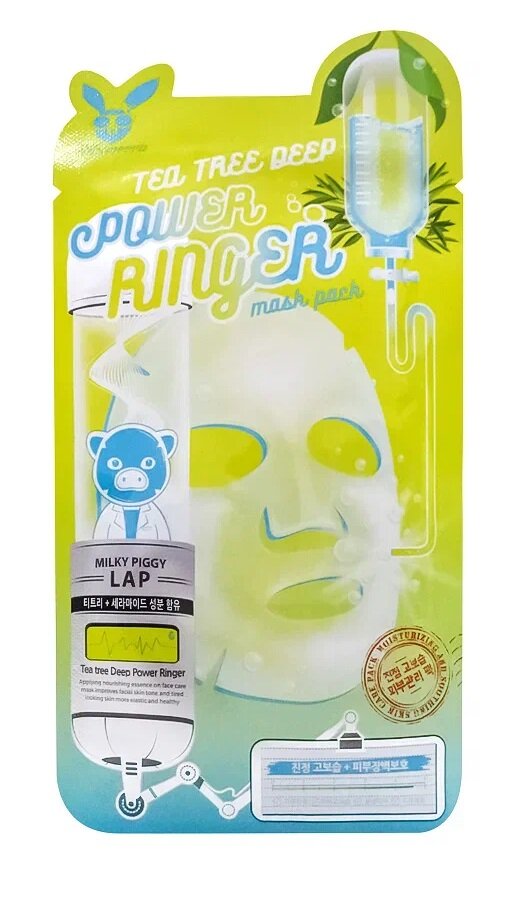 ELIZAVECCA ЕЛЗ Успокаивающая тканевая маска с чайным деревом Power Ringer Mask Pack Tea Tree Deep 23мл