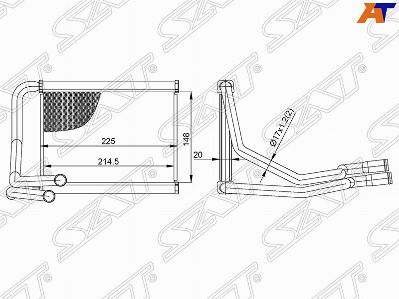 Радиатор отопителя для Киа Форте 2008-2013 год выпуска (Kia Forte) SAT ST-KA44-395-0