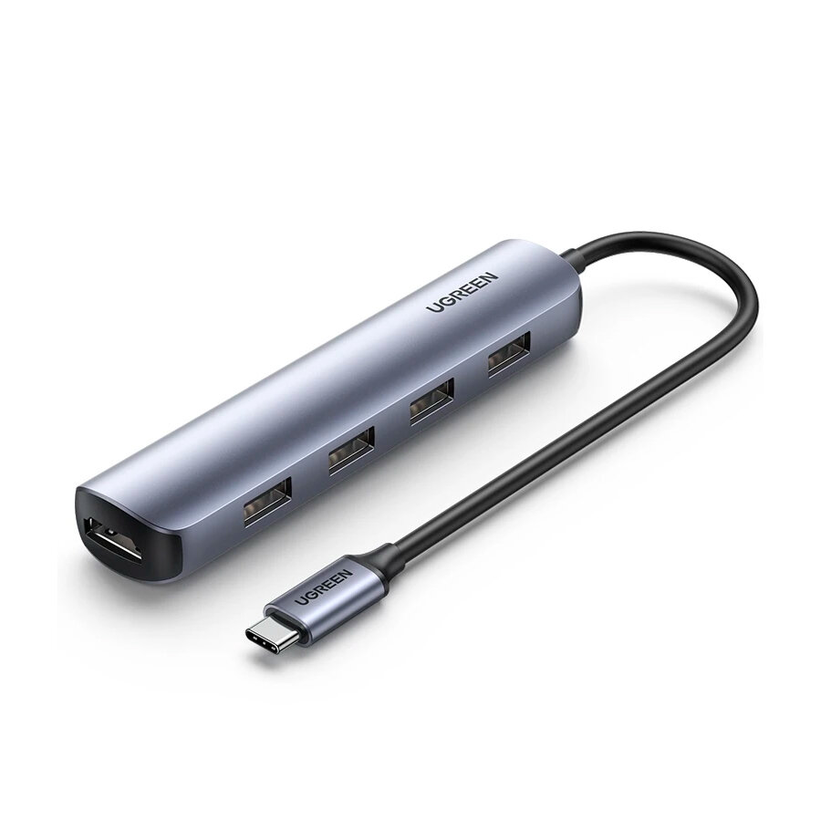 Адаптер UGREEN CM417 (20197) USB-C - 4шт USB 3.0 + HDMI порт