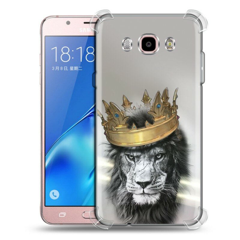 Дизайнерский силиконовый с усиленными углами чехол для Самсунг Галакси Ж5 (2016) / Samsung Galaxy J5 (2016) Лев с короной