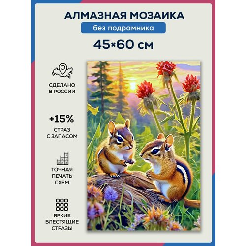 Алмазная мозаика 45x60 Два бурундука без подрамника