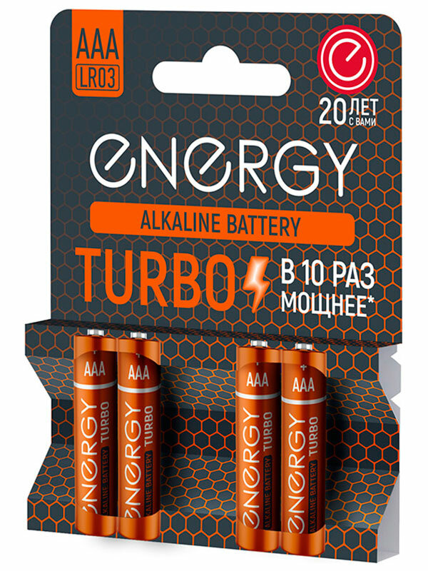 Батарейка алкалиновая Energy Turbo LR03/4B (АAА) 107049
