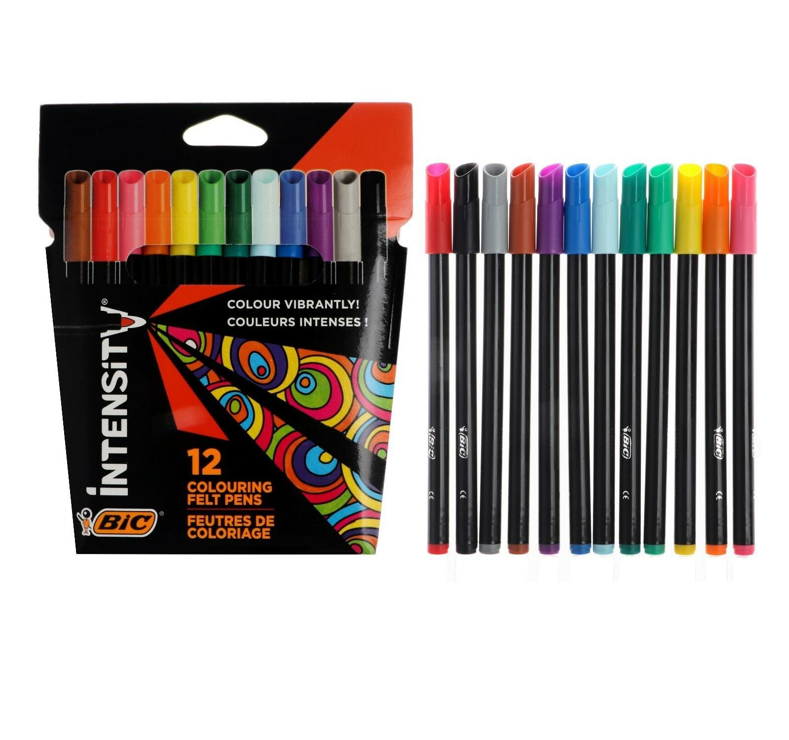 Цветные фломастеры 12 цветов, для подростков и взрослых, тонкое письмо, BIC Color Up