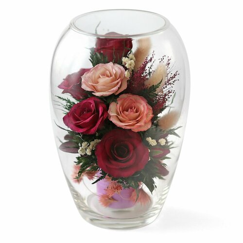 Композиция из натуральных цветов в стекле Fiora 25х16 см 22250₽