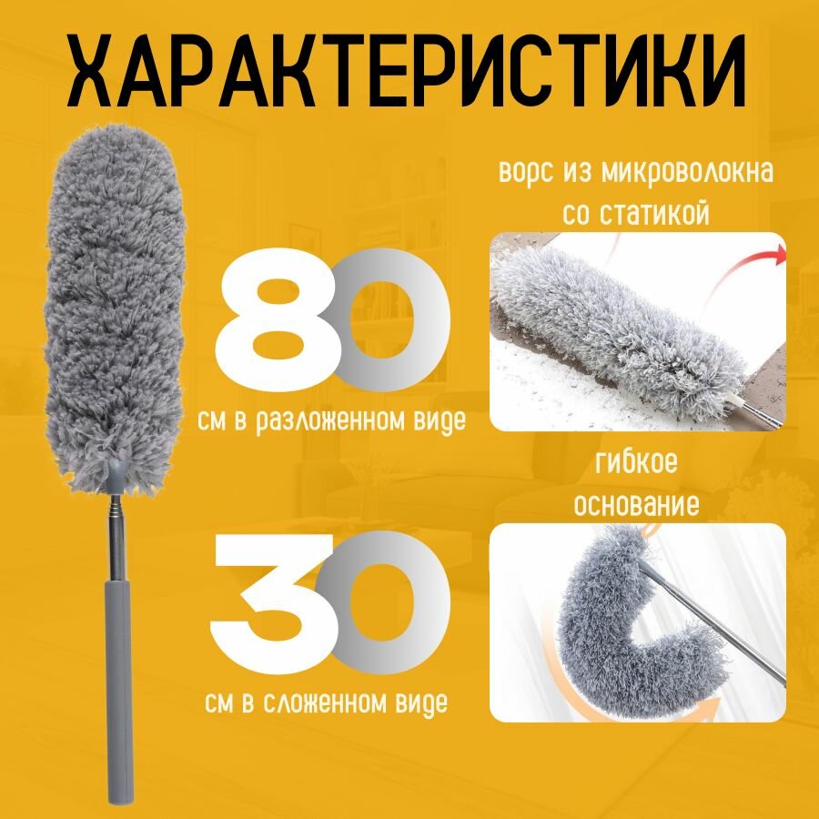 Щетка для уборки пыли DRAKON IRG щётка из микрофибры сметка метелка пипидастр — фото 1