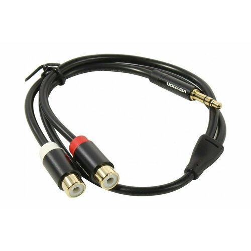 Переходник-разветвител ь VENTION гибкий Jack 3.5 mm M/2RCA F - 0.3 м Чёрный VAB-R02-B030