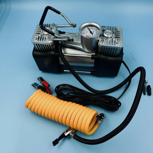 Изображение товара Мощный двухпоршневой компрессор TORNADO DC12V 300Вт 23А – 12В для быстрой подкачки шин грузовиков и легковых