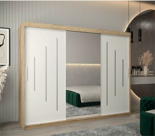 Изображение товара Шкаф-купе МебельЛэнд24 Валмиера NEW - 5 Дуб Сонома / Белый 200x50x240 дуб светлый для одежды трехдверный с 1 зеркалом