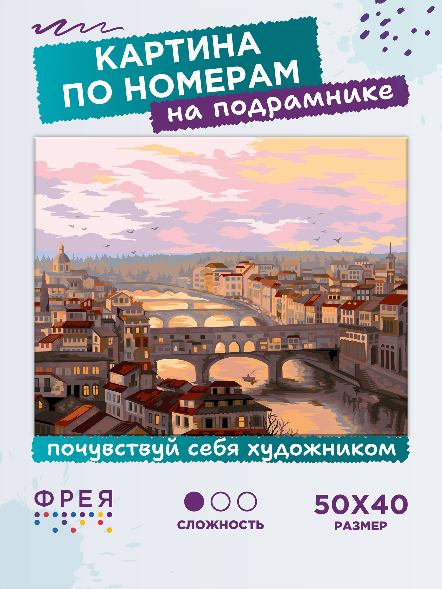 Картина по номерам с холстом на подрамнике 