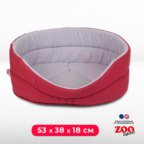 Лежанка для собак и кошек ZOOexpress №4, 53х38х18 см, бордовый