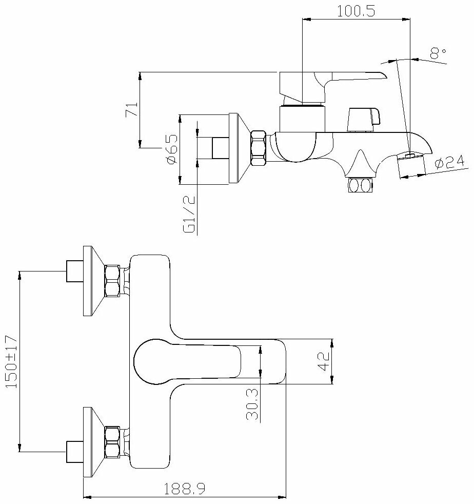Смеситель для ванны Rossinka W35-31 — фото 1