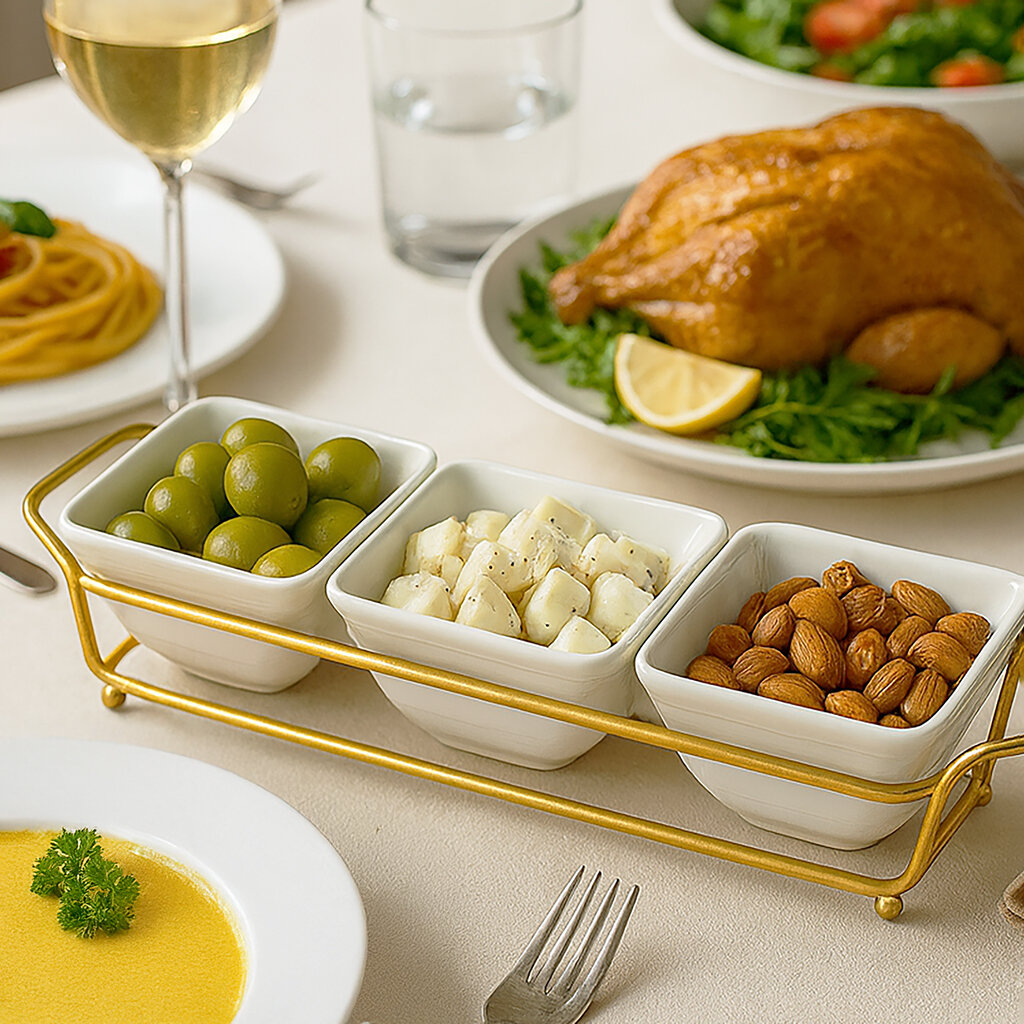 Фарфоровая Менажница прямоуголная