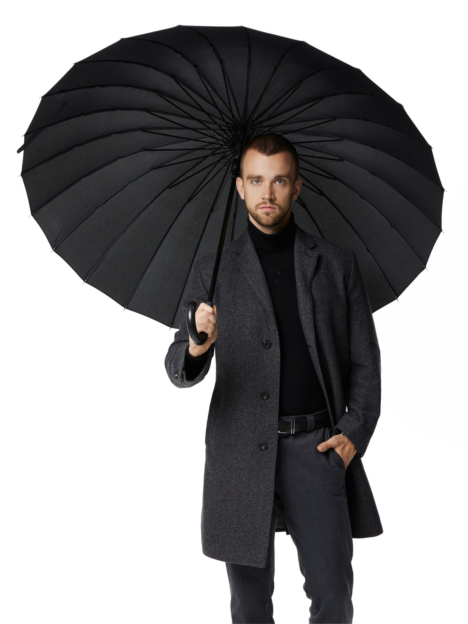 Зонт-трость RAINDROPS, 01 черный — фото 1